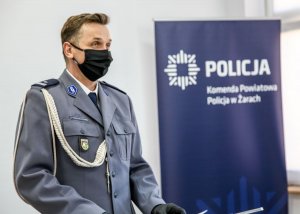 Święto Policji 2020, komendant przemawia