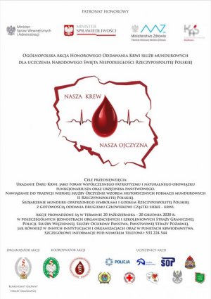 plakat: kontur Polski , a w środku kropla krwi