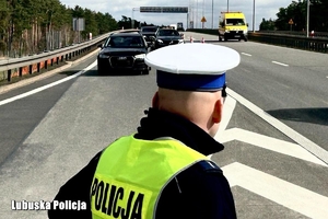 policjant ruchu drogowego na drodze