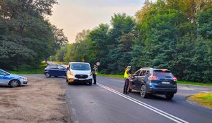 policjanci na drodze podczas kontroli