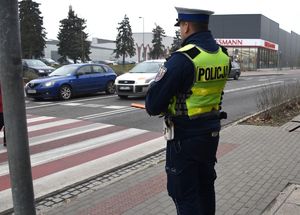 policjant w mundurze przy przejściu