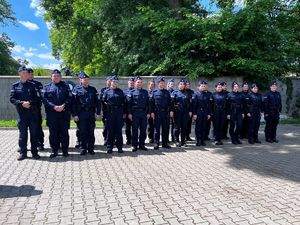 policjanci w rzędzie stoją